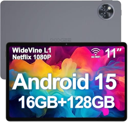 DOOGEE U11 Tablette Android 15, 11 Pouces 90 Hz, 16GB RAM+128GB ROM(2TB TF), Octa-Core Tablette Tactile, 8580mAh, Corps Métallique Ultra-Mince 7,9 mm, Caméra 13MP, Support Netflix/Face ID/5G WiFi