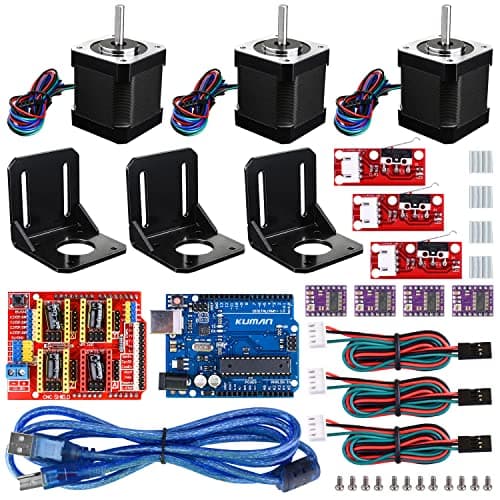 kuman Professional 3D Printer CNC Kit for Arduino, GRBL CNC Shield + R3 Board + RAAMPS 1.4 Mechanical Switch Endstop + DRVV8825 A4988 Nema 17 Stepper Motor Driver with Heat Sink KB02