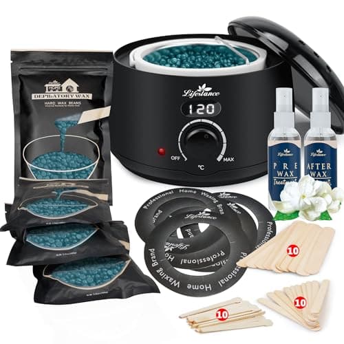 Lifestance Chauffe Cire Epilation Professionnelle Inclure 42 Accessoires D'épilation à Domicile Kit Epilation Cire Pour Tous Les Types de Cheveux