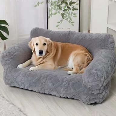 KunpengZen Lit pour Chat Canapé - 65x45 cm - Moelleux et Mignon avec Fond Antidérapant, Canapé pour Chiens Intérieur (Gris)