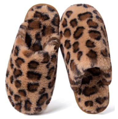 Coswind Chaussons Femme Homme Hiver Pantoufles Fourrés Chaud Confortable Antidérapants Souples Cozy Peluche Doublure Maison Douce Léopard 280