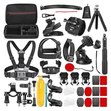NEEWER 50 en 1 Kit d'accessoires pour Caméra d'Action Compatible avec GoPro Hero 12 11 10 9 DJI OSMO 4 3 2 Insta360 X3 X2 GO 3 SJCAM DBPOWER AKASO VicTsing APEMAN WiMiUS QUMOX Lightdow Campark Sony DV