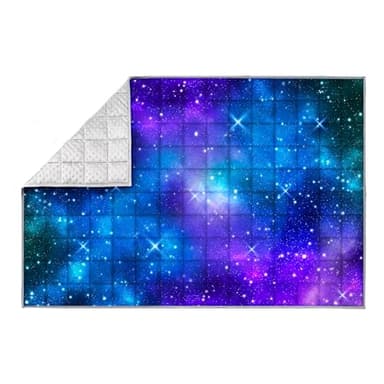 Solfres Couverture lestée pour Enfants, 3,2 kg, 104 x 152,4 cm, Couverture Lourde imprimée Minky de 3,2 kg pour Enfants et Adolescents Qui dorment Ultra Douce et Confortable, étoiles, nébuleuse Galax