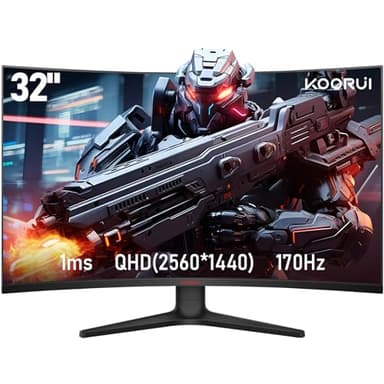KOORUI Écran PC Gaming Incurvé 31,5 Pouces, Ultrawide QHD(2560 * 1440), 1500R, UltraLarge, VA, 170Hz, 2xHDMI (170HZ Or 144HZ), DP (170Hz) AdaptiveSync, DCI P3 90%, VESA 75x75mm, Soins des Yeux