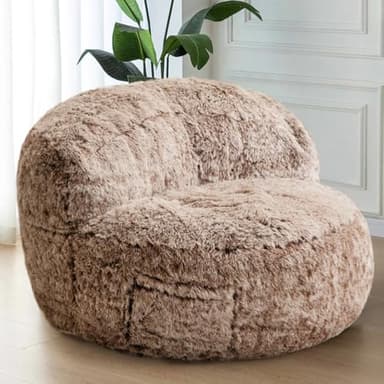 BYBYME Pouf Poire géant surdimensionné pour Adultes et Enfants, Fauteuil Poire en Forme de Croissant de soja avec Rembourrage, Grand canapé rembourré pour Jeux, Lecture (café)