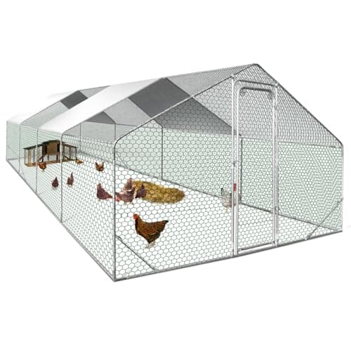 IDMarket - Sécurisé, Imperméable Enclos poulailler 24 m² Parc grillagé 8x3 M Acier galvanisé, pour Chat, vert ou gris