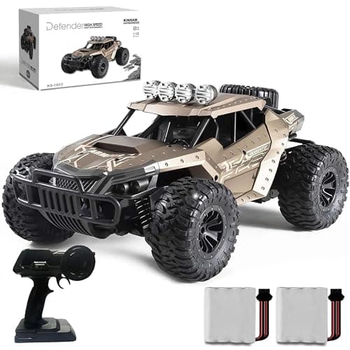 KINSAM Voiture Télécommandée,1/16 Voiture Telecommandé Tout Terrain,Voiture RC Enfant 25KM/H,Camion Telecommande,Camion RC 2 Batteries 1200Mah 80Min Play,Voiture RC Electrique[Nouvelle Version 2025]
