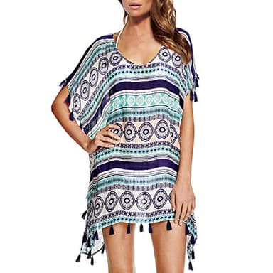 Femmes Maillot de Bain Cache-Maillots Nager Couvrir Cache-Maillots de Bikini Robe de Plage (Motifs Géométriques)Multicolor, Taille Unique