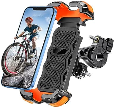 Glangeh Support Telephone Velo [Verrouillage Sécurisé], Installation Rapide Anti-Chute Support Telephone Moto 360° Rotation, Compatible avec iPhone 16 Plus/15 Pro Max, Autres Smartphones de 4.7"-6.8"