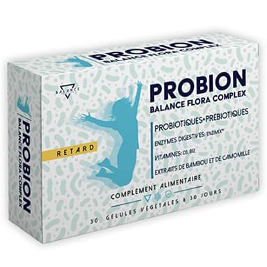 PROBION® | Probiotique Flore Intestinale | Ferments Lactiques | 40 milliards CFU | + Enzi-Mix™ Enzymes Digestives + Vitamines + Bambou et Camomille pour éliminer les gaz intestinaux | 30 CPS Retard