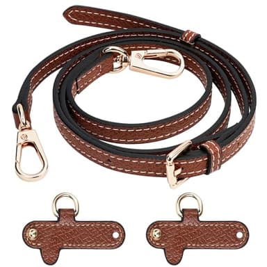 POFIBO Bandouliere pour Longchamp - Sangle pour Sac avec 2 Adaptateurs pour Bandoulière, Bandoulière Réglable pour Sacs, Bandoulière pour Sac pour Sac Crossbody, Sangle Large(Brun)