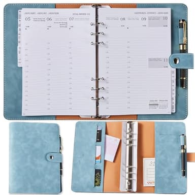 Agenda Semainier 2025 2026 Semainier A5 Vertical, Planificateur Hebdomadaire & Mensuel avec Onglets, Notes, Contacts, Couverture Souple, Août.25 à Juillet.26, Agenda pour Scolaire Familiale Bureau