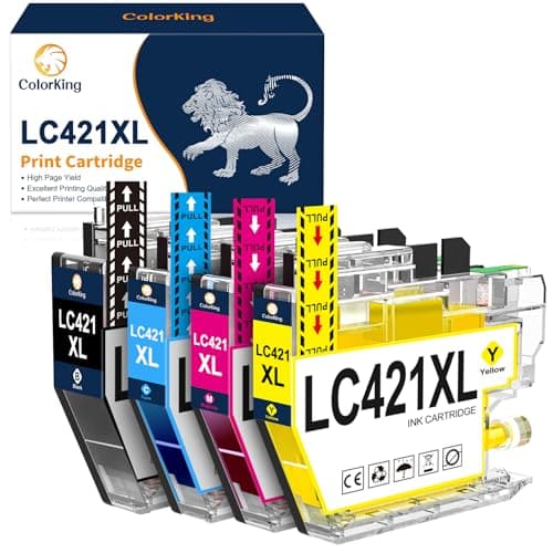 ColorKing LC421XL LC421 Compatible pour Brother LC421 XL LC421VAL pour Brother MFC-J1010DW DCP-J1050DW DCP-J1140DW DCP-J1800DW MFC J1010DW DCP J1050DW DCP J1140DW(Noir, Cyan, Magenta, Jaune)