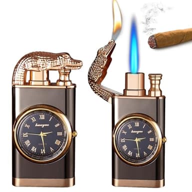 Leikurvo Lot de 2 briquets tempête Magic Double Jet Flame - Rechargeable au gaz - Coupe-vent - Idée cadeau - Camping Adventure - Sans gaz