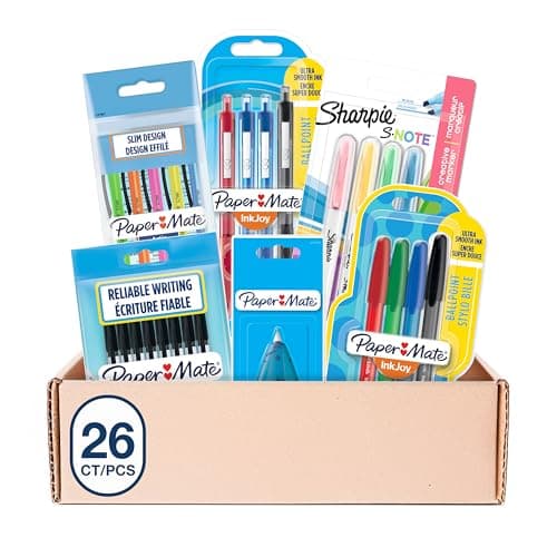Paper Mate & Sharpie Lot de 26 stylos à bille, surligneurs, crayons mécaniques et ruban correcteur | Idéal pour l'école et le bureau