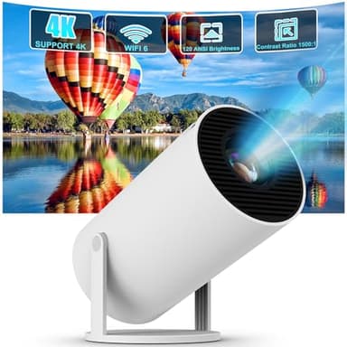 Mini Projecteur, Videoprojecteur 4K Portable, Android 11, WiFi 5G, BT 5.0, 120 ANSI, Projecteur Video Correction Automatique du Trapéze, 180 Degrés, Convient pour téléphone/PC/HDMI USB