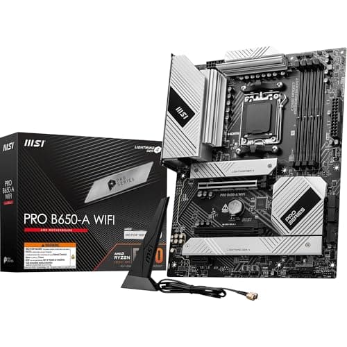 MSI Pro B650-A WiFi Carte mère, ATX - pour processeurs AMD Ryzen 9000, 8000 & 7000, AM5 - DDR5 Memory Boost 7600+MHz/OC, 2 x PCIe 4.0 x16, 3 x M.2 Gen4, Wi-FI 6E