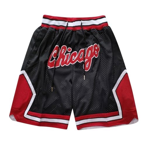 Short Basketball Homme Confortable et Élastique - Short de Sport D'entraînement avec Poche pour Fans de Basket-Ball 01-Noir XL