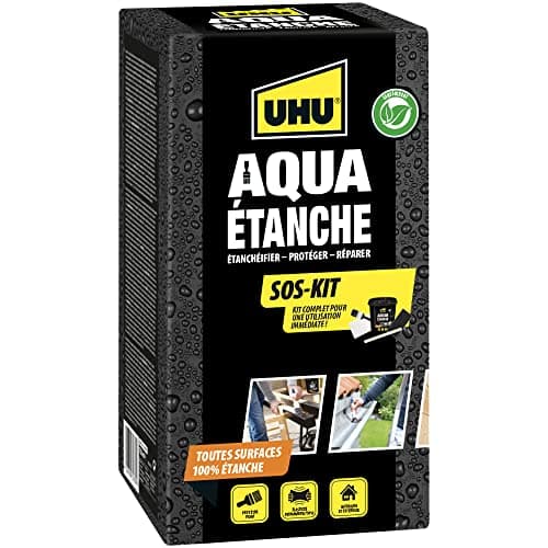 UHU Aqua étanche kit complet - Revêtement à base de caoutchouc pour étanchéifier, protéger et réparer, toutes surfaces, intérieur et extérieur, Pot de 750ml