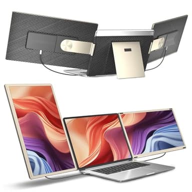 Extension ecran pc Portable 15,6”, Moniteur de Voyage Ultra-Mince FHD 1080P avec Haut-parleurs, Triple ecran pc Portable, Compatible avec Les Ordinateurs Portables 13-17,3” Pouces