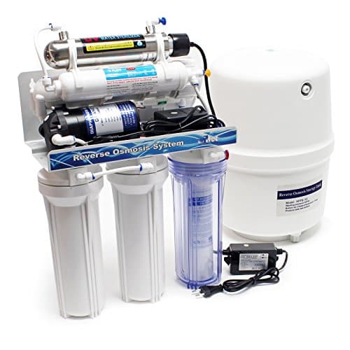 Naturewater Système osmose inverse 6 étapes (RO) – 510 x 380 x 185 mm – 180 l/jour – avec lumière UV et pompe de surpression – Filtre charbon actif et sédiments – Eau potable