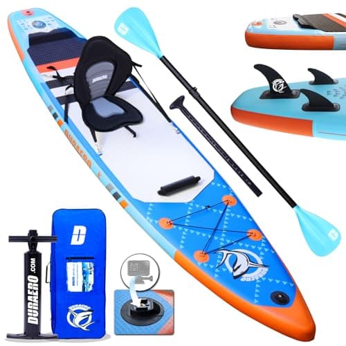 Stand up Paddle Gonflable Planches gonflables, 330 x 76 x 15 cm, siège Kayak, Support GO-Pro, Pad intégré, 3 Ailes, Double pagaie réglable, Accessoires complets, jusqu'à 150 kg, Bleu