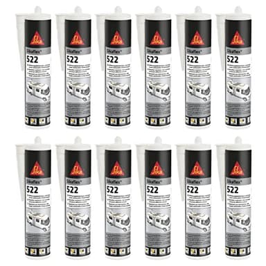 12x Sikaflex-522 mastic d'étanchéité résistant aux intempéries, stable aux UV, à forte adhérence (nouvelle version du Sikaflex-521 UV et du Sikaflex-221i) 300ml (Noir)
