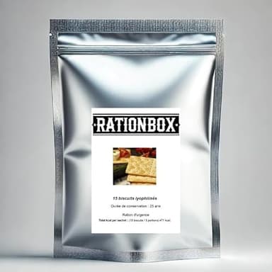 15 Biscuits Lyophilisés - Durée de conservation : 25 ans - Ration d'urgence