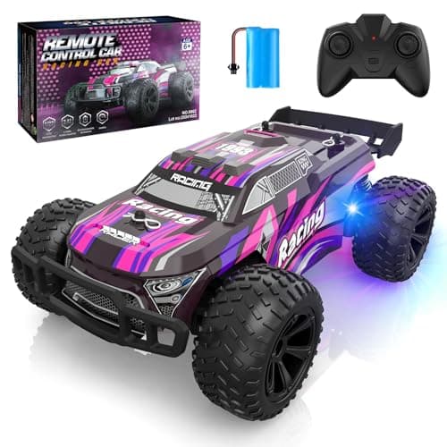 Voiture Télécommandée Tout Terrain, 2.4GHz Voiture Radiocommandée de Course Rechargeable RC Véhicule Jouet Garçon Fille 6 7 8 9 10 11 12 Ans Jeux Exterieur Intérieur Cadeau Enfant Anniversaire Noël