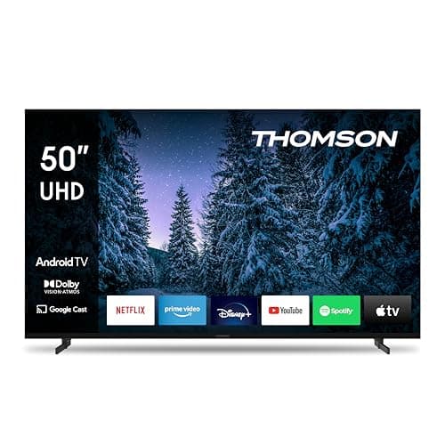 THOMSON 50 Pouces (126 cm) 4K Ultra HD Smart Android TV, Google Assistant, Wi-FI, Dolby Digital, Bluetooth, Triple-Tuner (Câble/Satellite/Antenne), HDMI, CI+, A+ Panneau – 50UA5S13