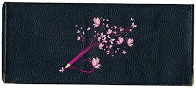 Porte chéquier Long Portefeuille Noir en Cuir Porte Carte Motif Crayon Papillon