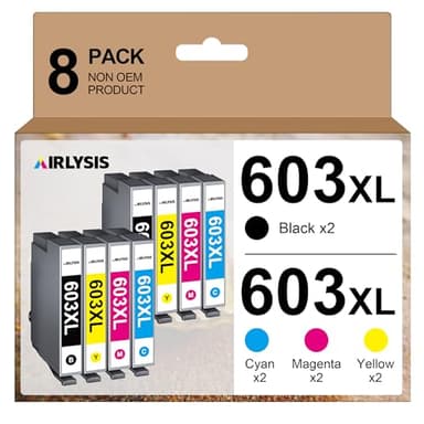 AIRLYSIS 603 XL Cartouche d'encre pour Epson 603XL 603 pour Expression Home XP-2100 XP-2105 XP-2150 XP-2155 XP-3100 XP-3150 XP-3155 XP-4100 XP-4150 WF-2810 (Paquet de 8)