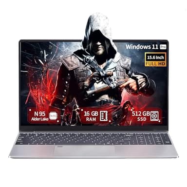 Ekonavi Ordinateur Portable 15,6 Pouces, 16 Go RAM 512 Go SSD Celeron N95 Laptop, écran FHD IPS 1920 * 1080 Win11 Pro PC Portable avec Clavier rétroéclairé, déverrouillage par Empreinte Digitale