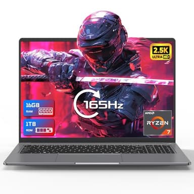 Ordinateur Portable 16Go RAM DDR5 1TB SSD PC Portable 16'' 2.5K Laptop 165Hz AMD Ryzen 7840HS Processeur(UP to 5.1Ghz) Gamer Computer avec Bluetooth 5.2 WiFi6 USB 3.1 PD3.0(Film de Clavier Inclus)