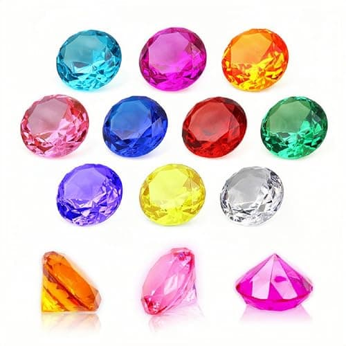 NLR [10pièces 4cm] Jouet de gemme acrylique de diamant de grande taille pour enfants, Chasse au trésor pirate | Instructeur de plongée | Cotillons, Cadeau pour les prix d’anniversaire / Noël / Pâques