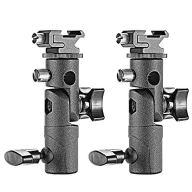 Neewer Lot de 2 Supports pivotants universels Professionnels pour Flash d'appareil Photo de Type E avec Porte-Parapluie pour Canon, Nikon, Pentax, Olympus et Autres flashs, Lampe de Studio, lumière