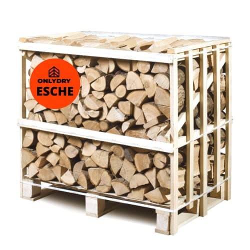 Onlydry Bois de chauffage frêne avec moins de 18 % d'humidité – Parfait pour four, brasero, cheminée, poêle à cheminée, bois de cheminée propre et sec de qualité supérieure (1 RM; 1,5 SRM)