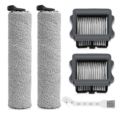 HUAPX Rouleau de Brosse de Rechange et Filtre HEPA pour Tineco iFloor3/Floor One S3 Accessoires pour Aspirateur Sec et Humide,2 Rouleaux de Brosse,2 Filtres,1 Brosse de Nettoyage