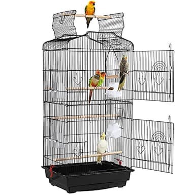 Yaheetech Cage Oiseau Volière Oiseaux Interieur Portable pour Perruche Perroquet Canari Inséparable Mandarins avec 4 Perchoirs Mangeoire 46 x 35 x 104,5cm