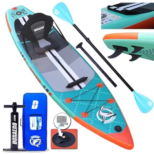 Stand up Paddle Gonflable Planches gonflables, siège Kayak,330 x 76 x 15 cm, jusqu'à 150 kg, Support GO-Pro, Pad intégré, 3 Ailes, Double pagaie réglable, Accessoires complets, Vert Menthe