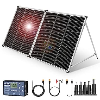 DOKIO Panneau Solaire Portable 200W monocristallin avec régulateur de charge recharge des batteries 12V et des générateurs