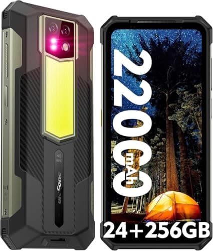 Ulefone Armor 24 Telephone Portable Incassable Android 14, 24Go+256Go 22000mAh/66W Smartphone Incassable, 1000LM Camping Lampe, 64MP+64MP Nocturne Vision, 6.78" FHD+ 120Hz, 4G Dual SIM IP68/NFC/GPS