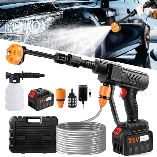 DeeprBetter Nettoyeur Haute Pression sans Fil, 50Bar Nettoyeur Haute Pression Batterie de 18000mAh, Pistolet Haute Pression sans Fil avec Buse Réglable 6-en-1, Laveur Haute Pression Voiture Nettoyage