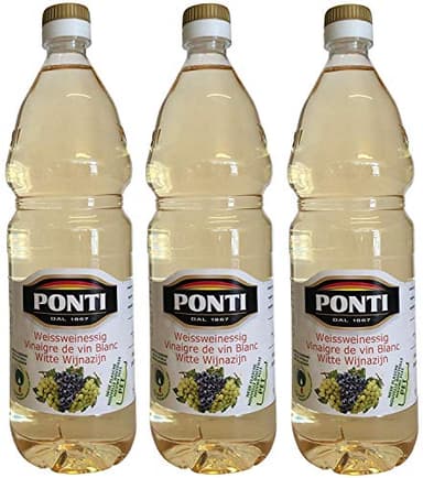 Vinaigre de vin blanc PONTI (3 x 1000 ml) en bouteille PET - Aceto di Vino Classico Bianco