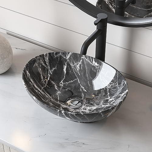 Vasque à Poser Salle de Bain DeerValley DV-1V0089 Ovale Lavabo Évier de Salle de Bain Ovale en Céramique Moderne en Forme D'œuf 406 x 330 mm