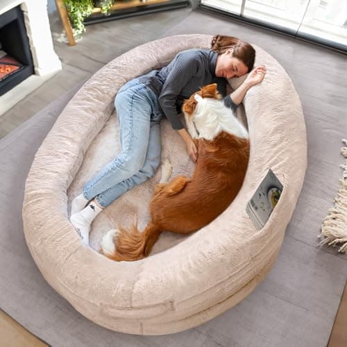 ODOXIA Lit Humain pour Chien Adultes Et Amis À Fourrure | Lit pour Chien Humain Chaud Et Confortable | Panier Géant pour Humain Et Animal | Housse Détachable
