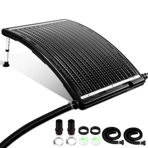Jiubiaz Chauffage Solaire de Piscine avec Tuyau - 113 x 69 x 16 cm - Panneau Solaire pour Douche de Jardin d'eau Chaude - Volume d'eau 15 l - Débit 10 000 l/h - Hauteur réglable
