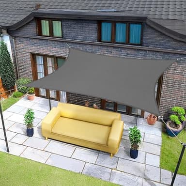 Sunnylaxx 3x5m Graphite Voile d’ombrage Rectangulaire, Toile Imperméable Une Protection des Rayons UV à 95%, Voile Ombrage pour en Plein air, Jardin & Terrasse