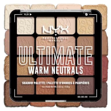 NYX Professional Makeup Palette de Fards à Paupières Ultimate Shadow, 16 couleurs, Finition Intense et Longue Durée, Formule Vegan Sans Ingrédients d'Origine Animale ou Dérivé, Warm Neutrals