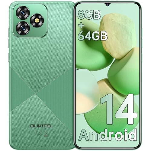 OUKITEL C53 Smartphone Débloqué 2024 - Téléphone Portable Android 14, Écran 6.6"HD+/60Hz Smartphone Pas Cher, 8Go+64Go/TF 1To, Octa core, Batterie 4300mAh, Telephone Débloqué 4G Dual SIM/13MP/GPS-vert